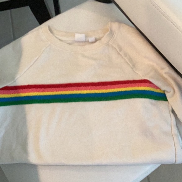 GapKids Rainbow Stripe Sweatshirt GUC sz L (10) SOFT CUTE Cream Ivory - Picture 7 of 17
